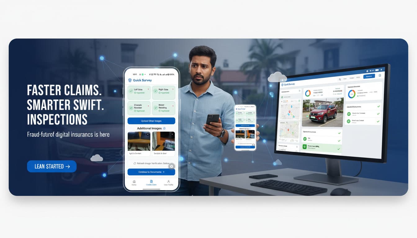 Quick Survey mobile inspection capture alongside a surveyor desktop review workspace