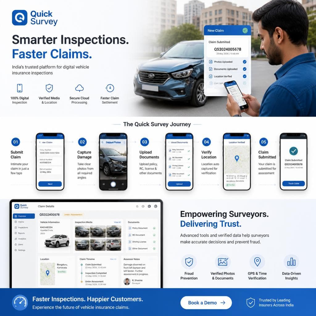 Surveyor reviewing a centralized Quick Survey claim record